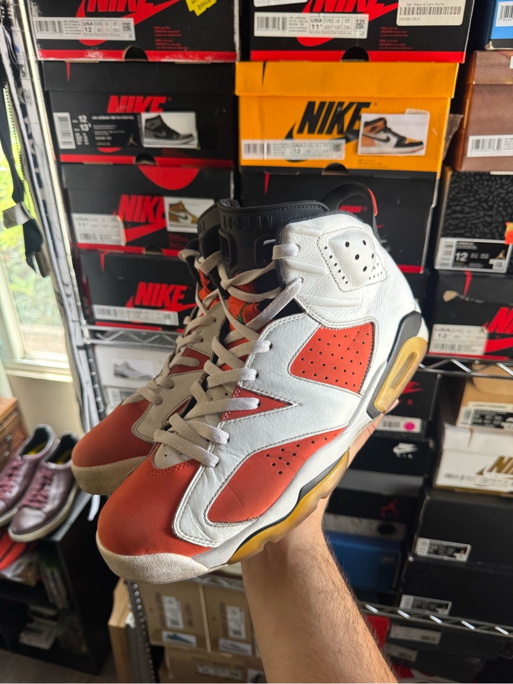 Nike White Orange Air Jordan 6 Styled Sneakers